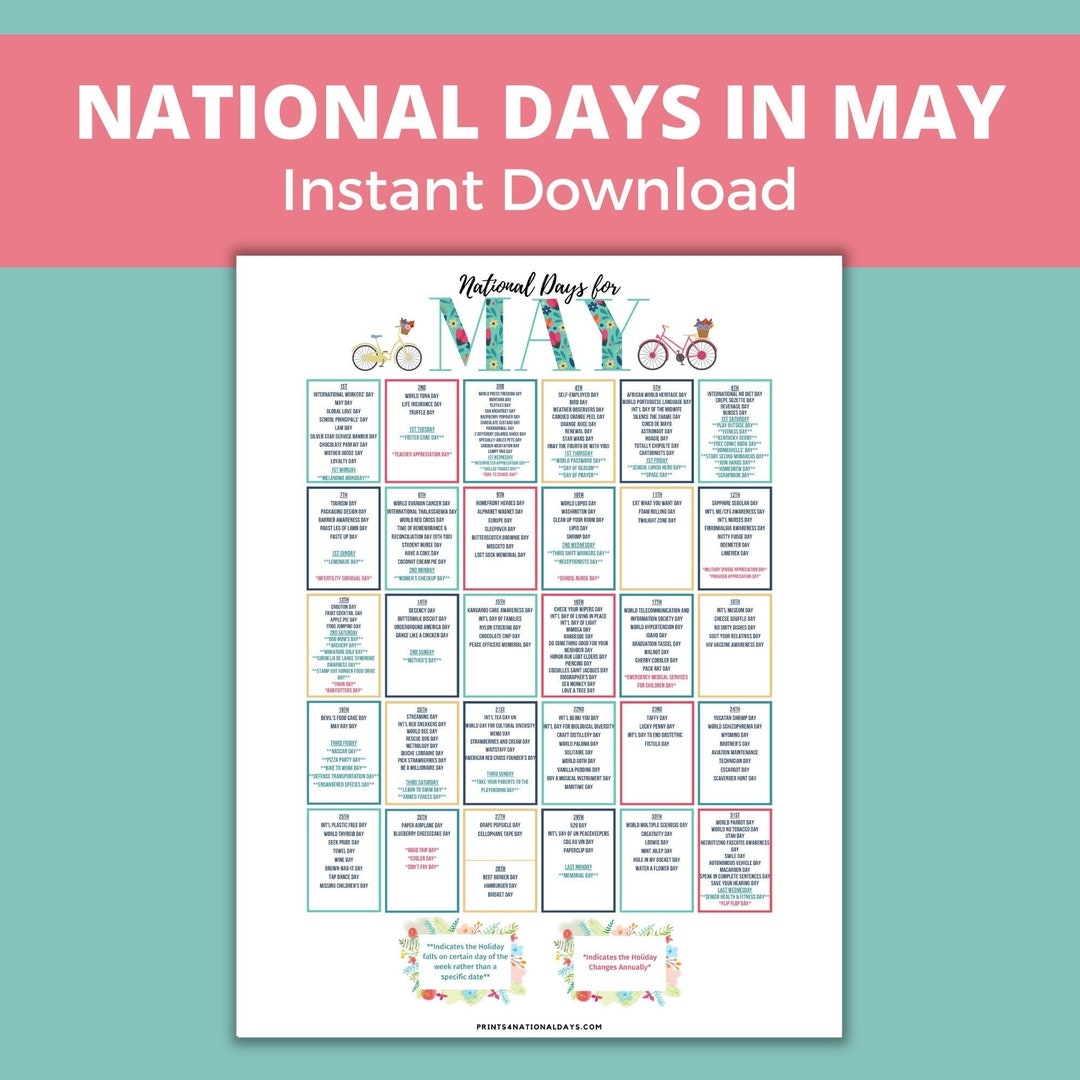 Printable National Food Day Calendar