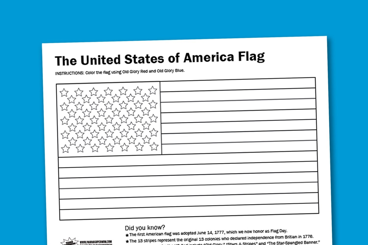 Worksheet Wednesday USA Flag Coloring Page Paging Supermom Worksheet Wednesday USA Flag Coloring Page Paging Supermom