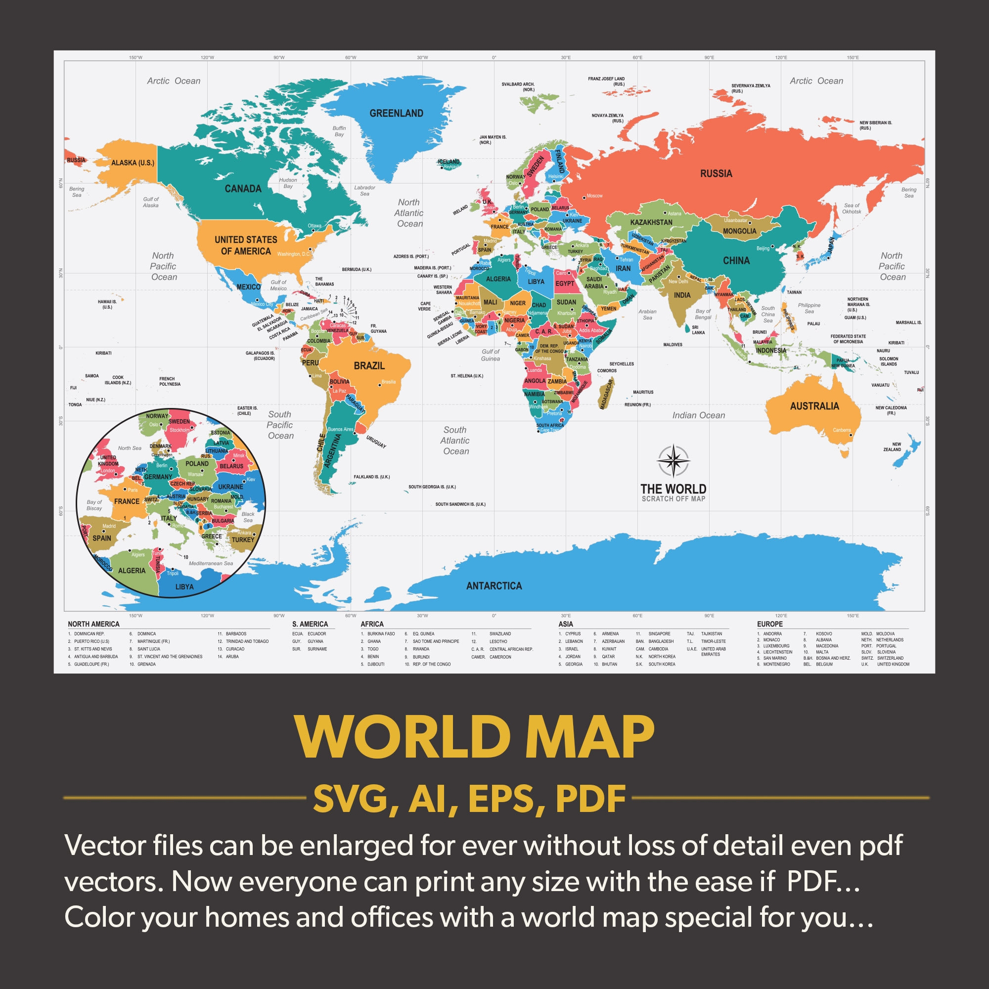 World Map World Map Printable Svg ai eps pdf Color Your Homes And Offices With A World Map Special For You Etsy