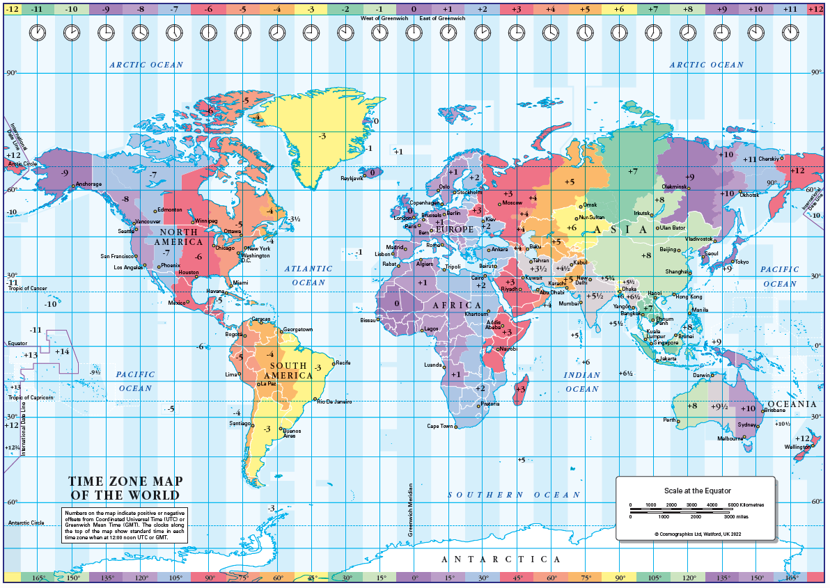 World Time Zones Map download Cosmographics Ltd World Time Zones Map download Cosmographics Ltd