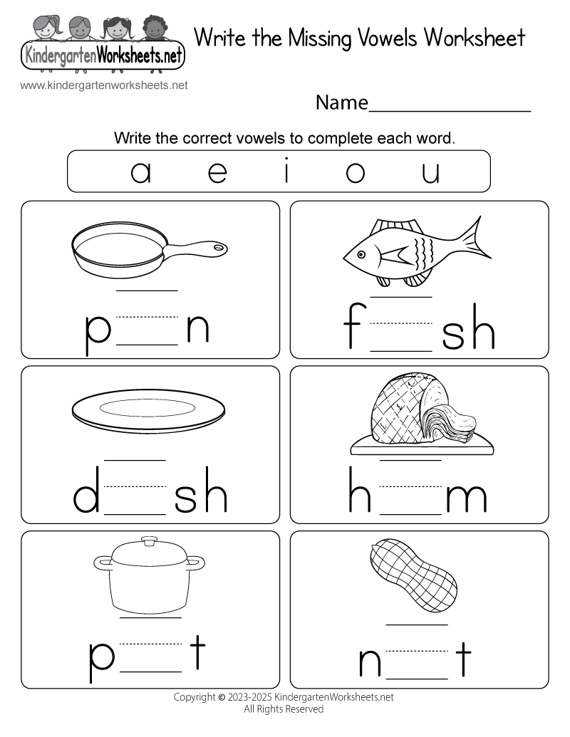 Write The Missing Vowels Worksheet Free Printable Digital PDF
