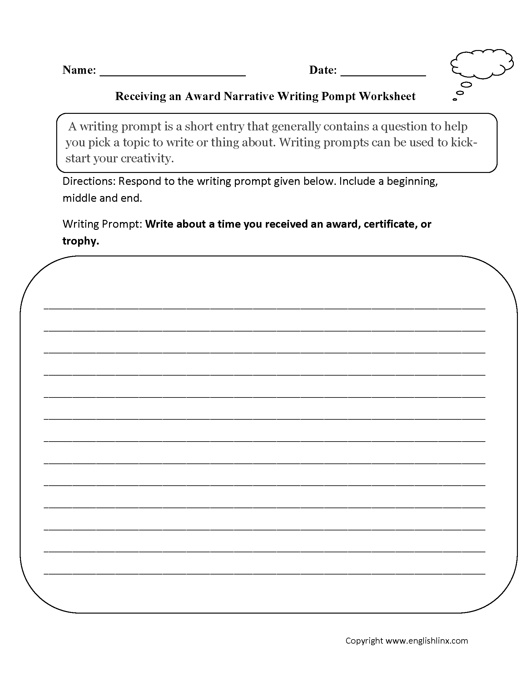 Writing Prompts Worksheets Narrative Writing Prompts Worksheets