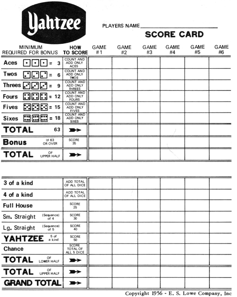 Yahtzee Score Card Download U0026 Print Free Yahtzee Score Sheets