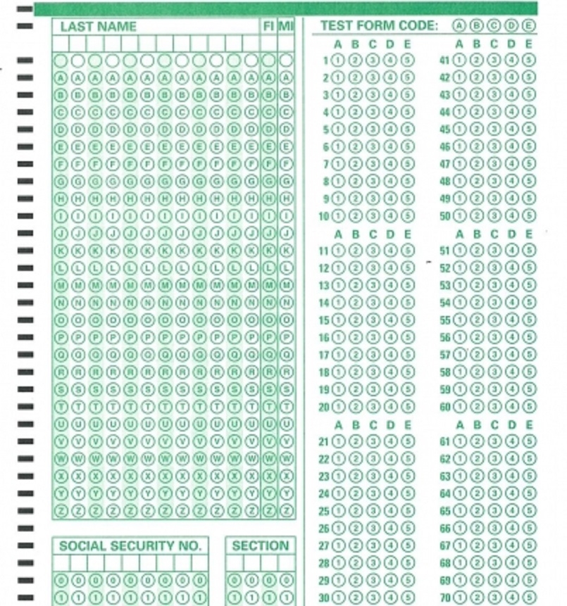 Scantron Sheet Printable